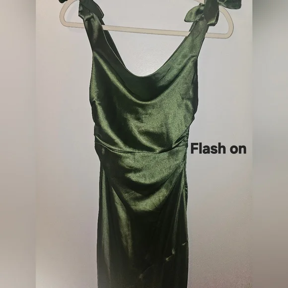 Petal & Pup Size Small Selma One Shoulder Satin Gown Olive Green READ INFO - Picture 10 of 12